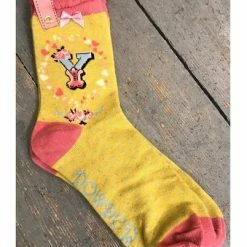 Lilac Rose Letter Y Initial Ankle Socks