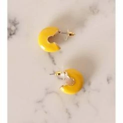 Lilac Rose Chunky Mustard Hoop Earrings