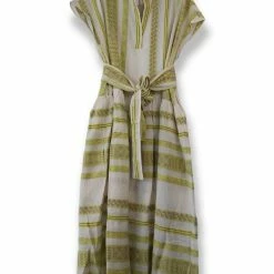 Devotion Twins Anticara Dress In Brown And Lime 022360G