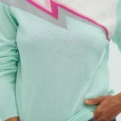 Lilac Rose Sugarhill Astrid Jumper In Mint And Off-White Lightning Flash