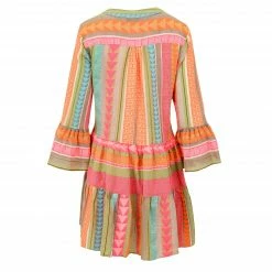 Devotion Twins Ella Short Dress In Pink And Orange 0223100g