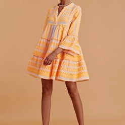 Devotion Twins Ella Mini Dress - Neon Orange & White