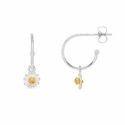 Lilac Rose Mini Wildflower Hoop Drop Earrings