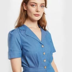 Lilac Rose Louche Perry Chambray Short Sleeve Shirt Dress