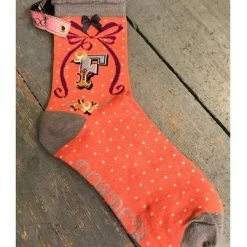 Lilac Rose Letter F Initial Ankle Socks