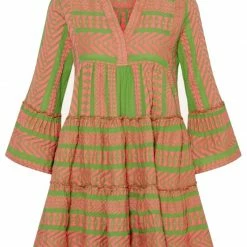 Devotion Twins Ella Short Dress In Pink And Celery 0223193G