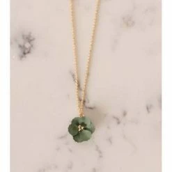 Lilac Rose Khaki Flower Gold Necklace