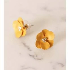 Lilac Rose Mustard Flower Silver Studs