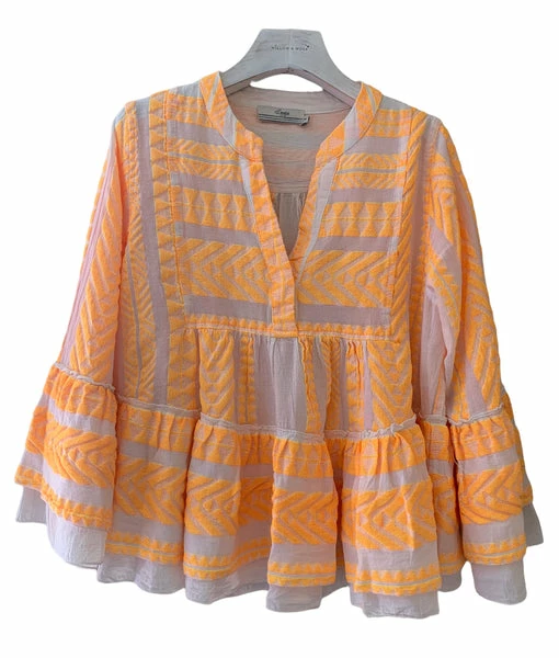 Devotion Twins Armonia Top - White & Neon Orange 1 Devotion Twins Armonia Top - White & Neon Orange