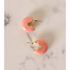 Lilac Rose Chunky Coral Hoop Earrings