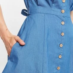 Lilac Rose Louche Perry Chambray Short Sleeve Shirt Dress