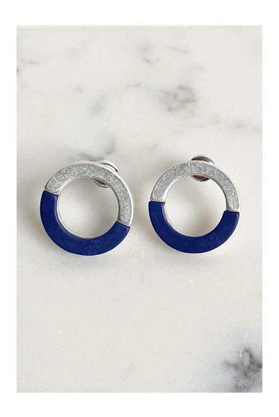 Lilac Rose Navy Marble Effect And Silver Open Stud 1 Lilac Rose Navy Marble Effect And Silver Open Stud