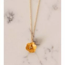 Lilac Rose Mustard Flower Gold Necklace