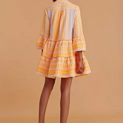 Devotion Twins Ella Mini Dress - Neon Orange & White