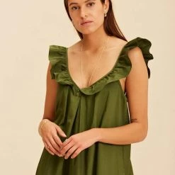 Devotion Twins Olive 021318 G Darcy Midi Sleeveless Dress