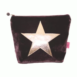 Lilac Rose Plum Velvet Star Wash Bag