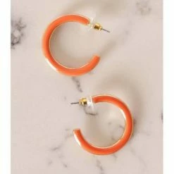 Lilac Rose Orange And Gold Hoop Earrings
