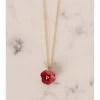 Lilac Rose Red Flower Gold Necklace