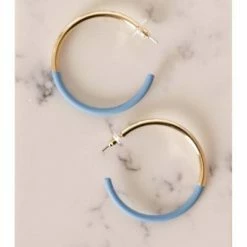 Lilac Rose Large Blue And Gold Hoop Earrings