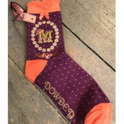 Lilac Rose Letter M Initial Ankle Sock