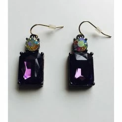 Lilac Rose Deep Purple Crystal Gem Earrings