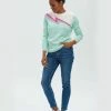 Lilac Rose Sugarhill Astrid Jumper In Mint And Off-White Lightning Flash