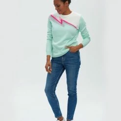 Lilac Rose Sugarhill Astrid Jumper In Mint And Off-White Lightning Flash