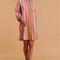 Devotion Twins Lasithi Dress In Pink And Orange 022394G