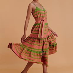 Devotion Twins Arsida Dress In Pink And Celery