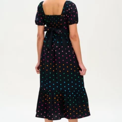 Lilac Rose Betsy Midi Smock Dress In Black